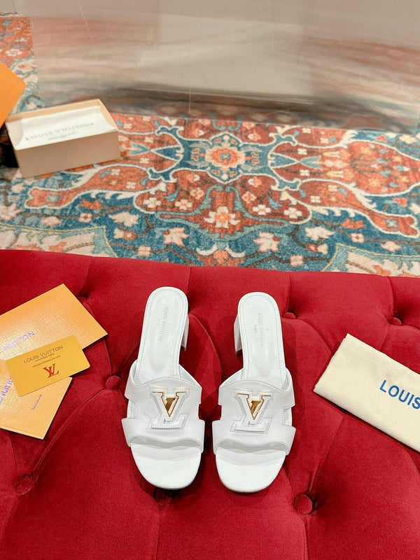 lv capri mule 45mm white calfskin