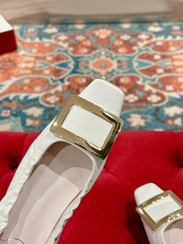 Viv Ballet Flats White Imported Lambskin 247130