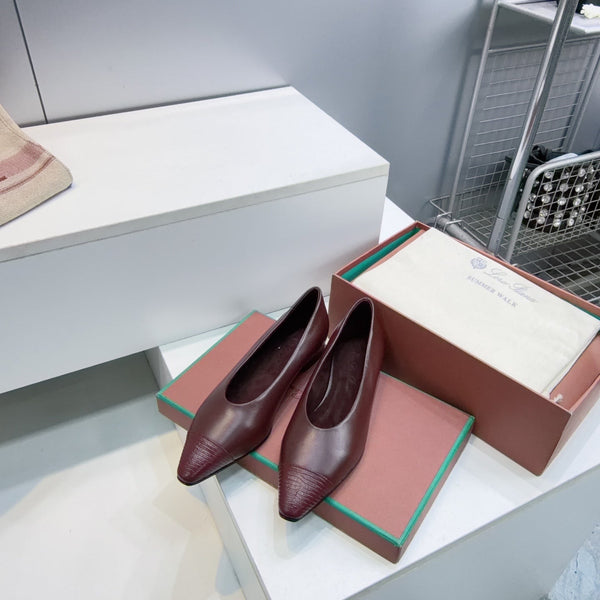 LP Rebecca Cap-Toe Ballet Flats 26s Burgundy Calfskin Leather 107410