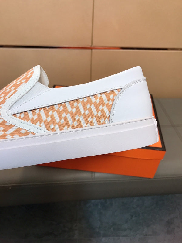 HM Men's Loafer Orange Printed Fabrics Rubber 590007
