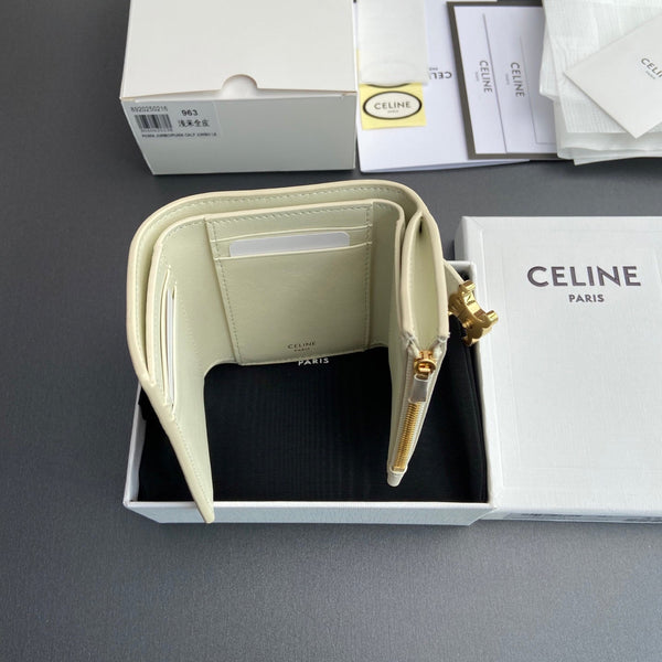 TRIOMPHE Fine Strap Wallet Nino Beige Grain Cowhide GHW