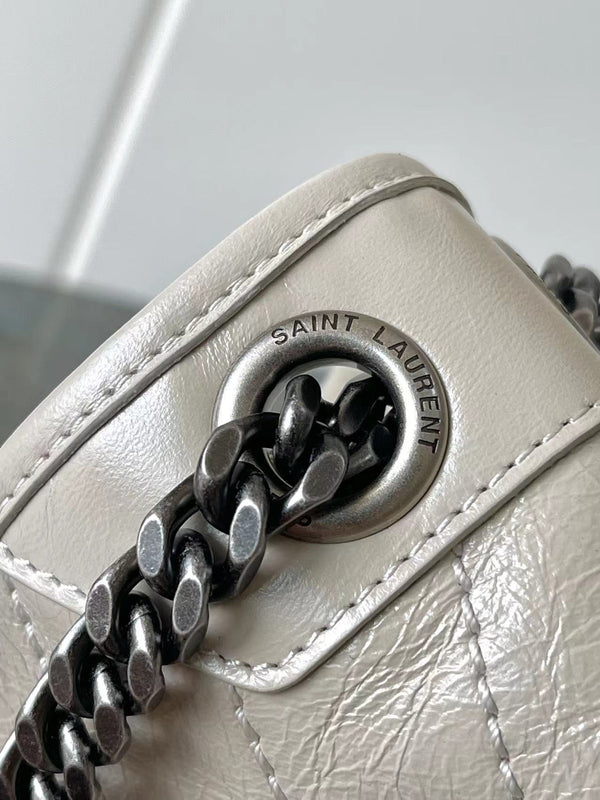 Niki Baby Shoulder Bag 28cm Light Grey Glossy Leather 286064