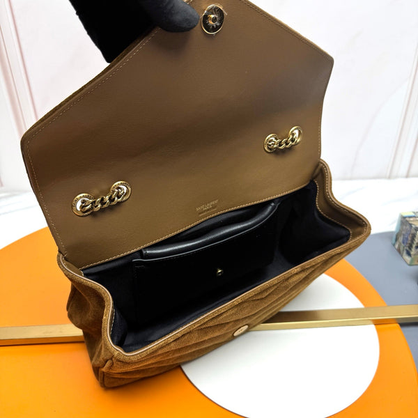 YSL Loulou Bag 29cm Coffee Brown Suede 285663