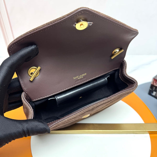 YSL Loulou Mini Bag 20cm Coffee Suede 285677