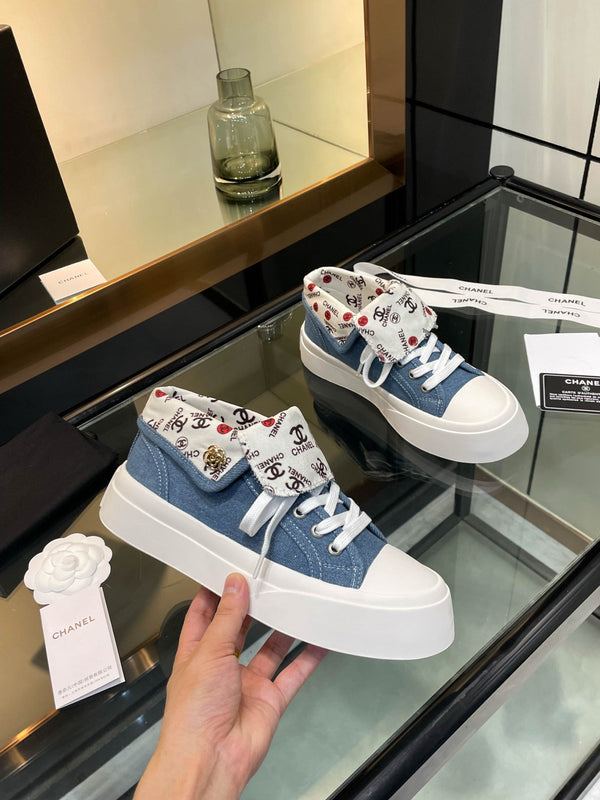 CC 25SS Biscuit Shoes 50mm Blue Canvas 413826