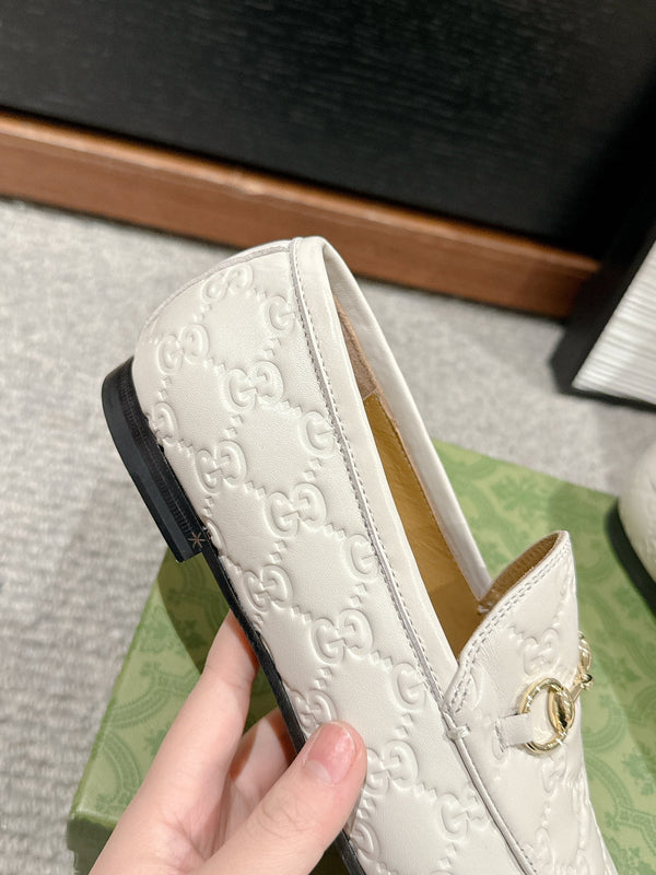 Horsebit Jordaan Loafer White GG Leather