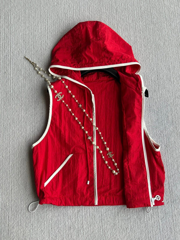 CC 26s Hooded Vest Jacket Red Polyester 405076