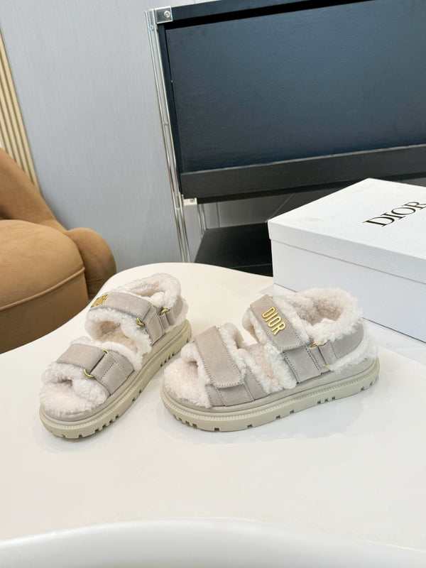 CD Dioract Sandal Light Gray Suede Wool 529376