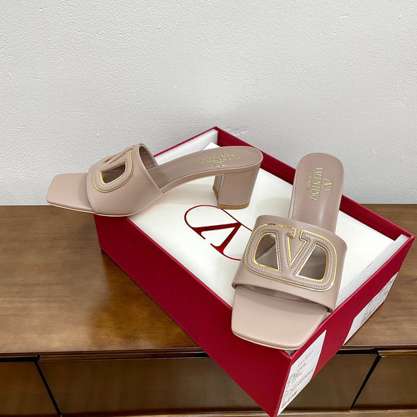 Vlogo Cut-Out 60 Sandal Rose Cannelle Calfskin