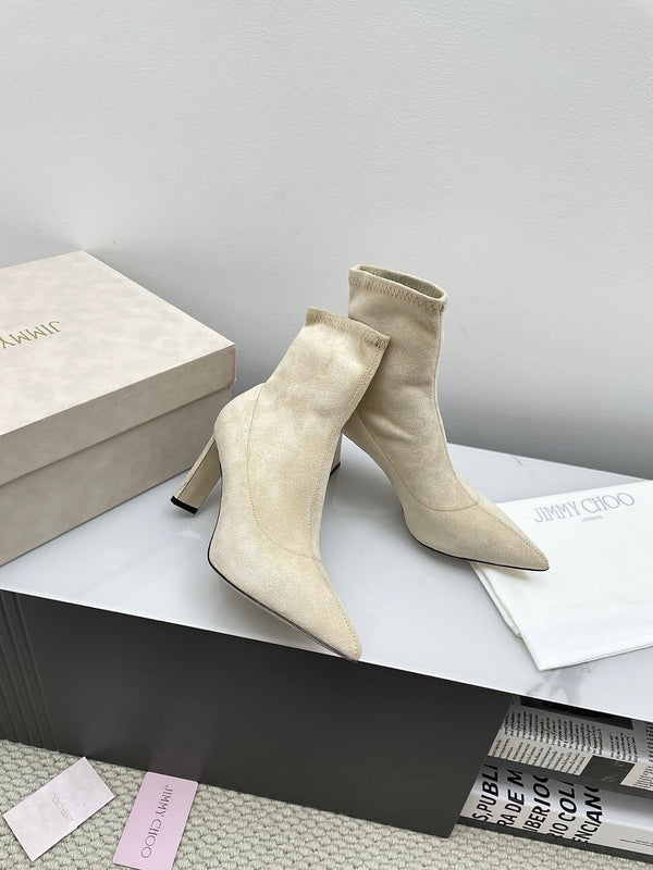 Jimmy Short Boots 85mm Ivory Suede 511613