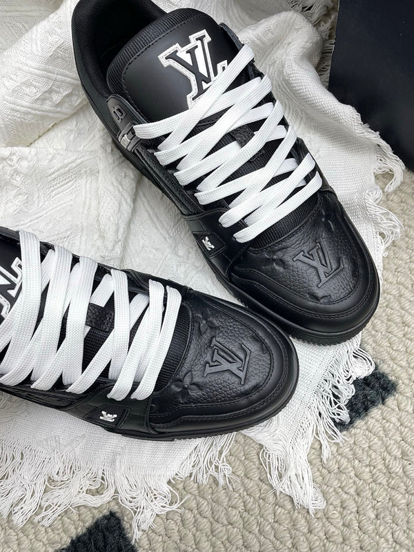 LV Trainer Sneaker Full Black Denim Cowhide 611154