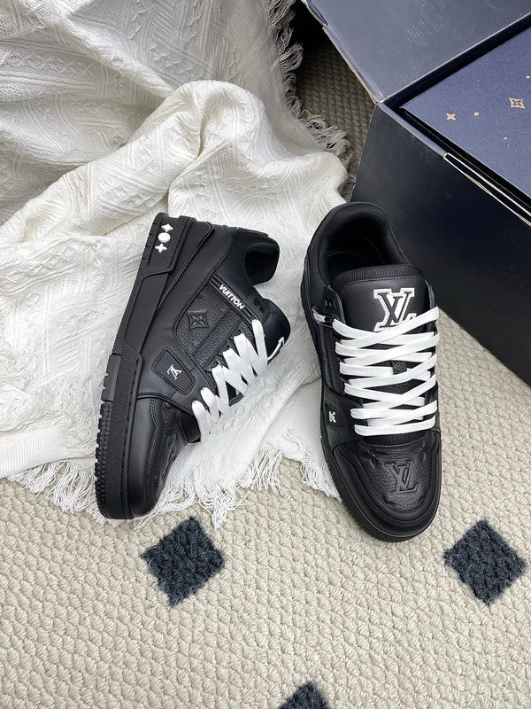 LV Trainer Sneaker Full Black Denim Cowhide 611154