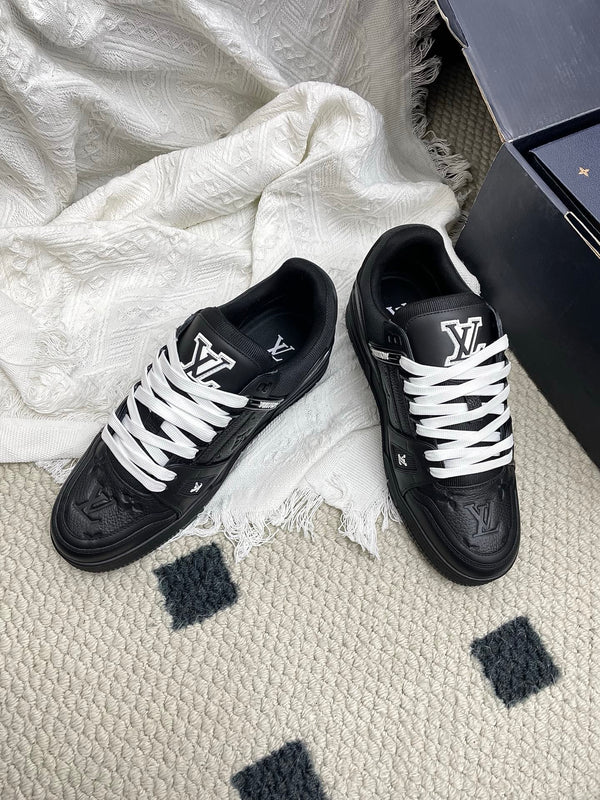 LV Trainer Sneaker Full Black Denim Cowhide 611154
