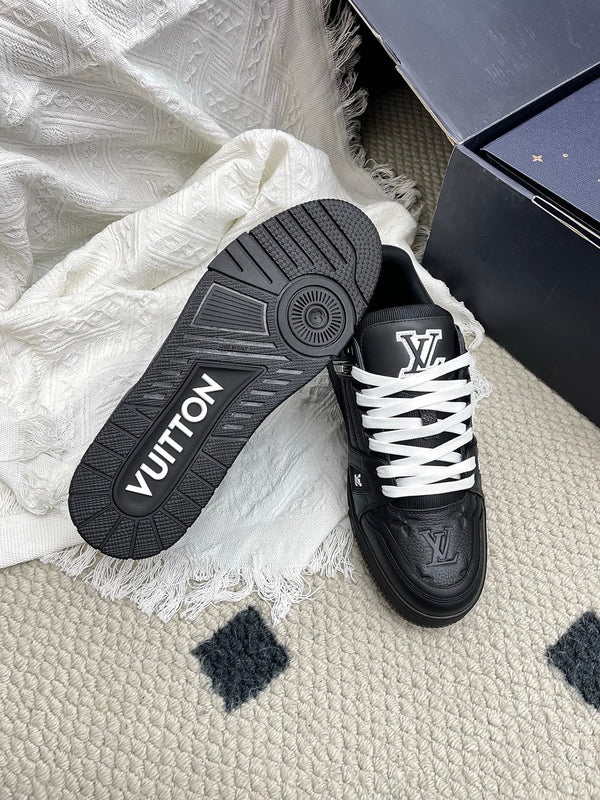 LV Trainer Sneaker Full Black Denim Cowhide 611154