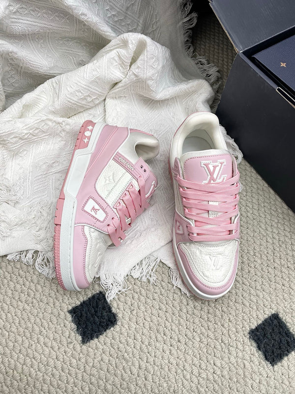 LV Trainer Sneaker White Pink Cowhide 611151