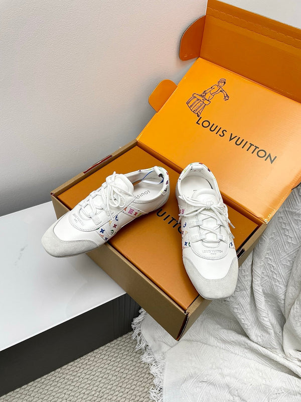 LV x TM Sneakerina White Grey Suede Cowhide 611116