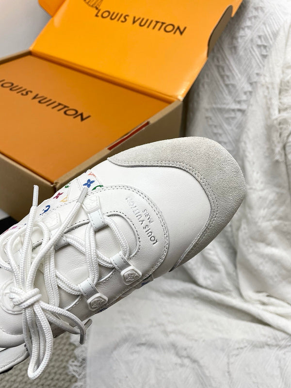 LV x TM Sneakerina White Grey Suede Cowhide 611116