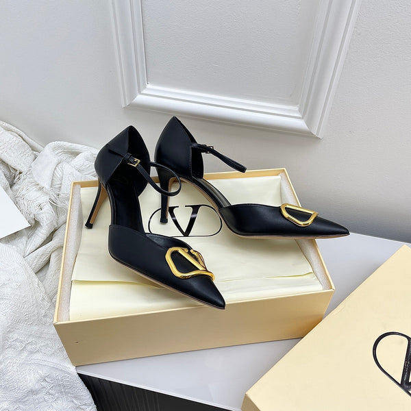 Valentino D'Orsay Slingback 6cm Black Cowhide 726949