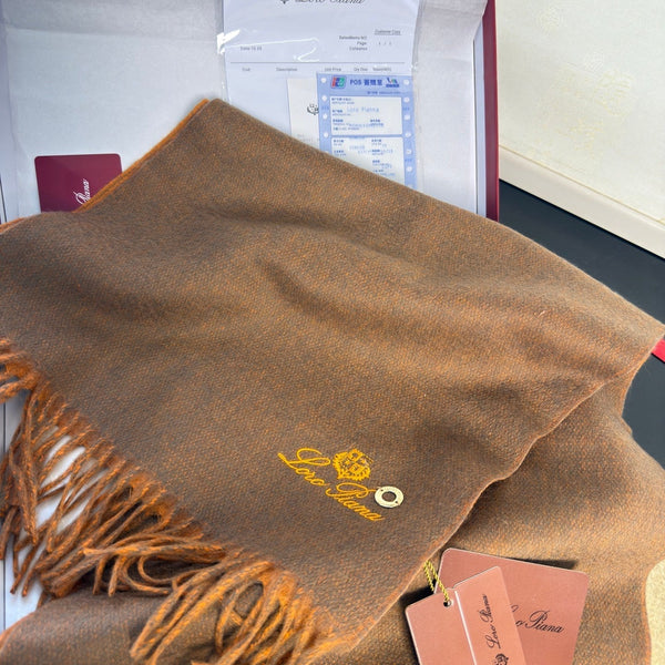 Loro Piana Long Scarf Chestnut Brown Cashmere 150392