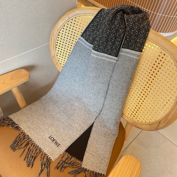 Loewe Scarf 180CM Black Grey Cashmere 150409