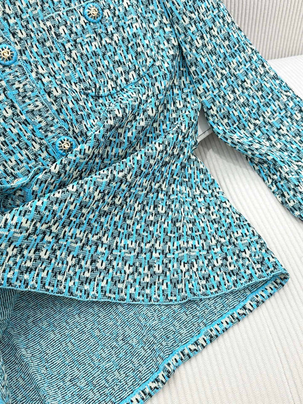 CC 26s Peacock Blue Textured Knit Cardigan 426173
