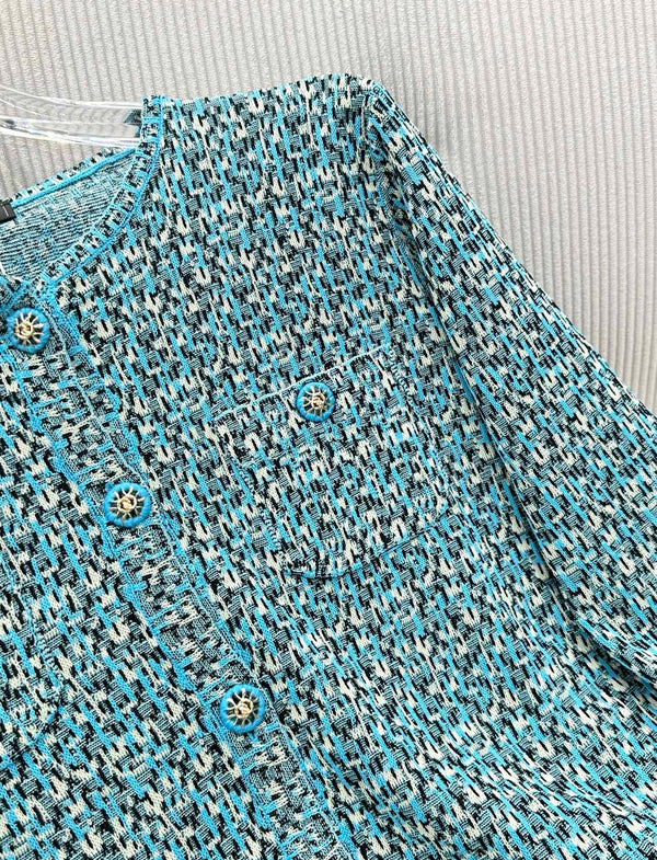 CC 26s Peacock Blue Textured Knit Cardigan 426173