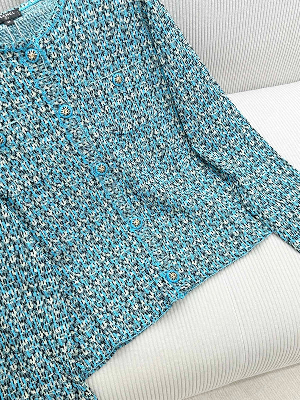 CC 26s Peacock Blue Textured Knit Cardigan 426173