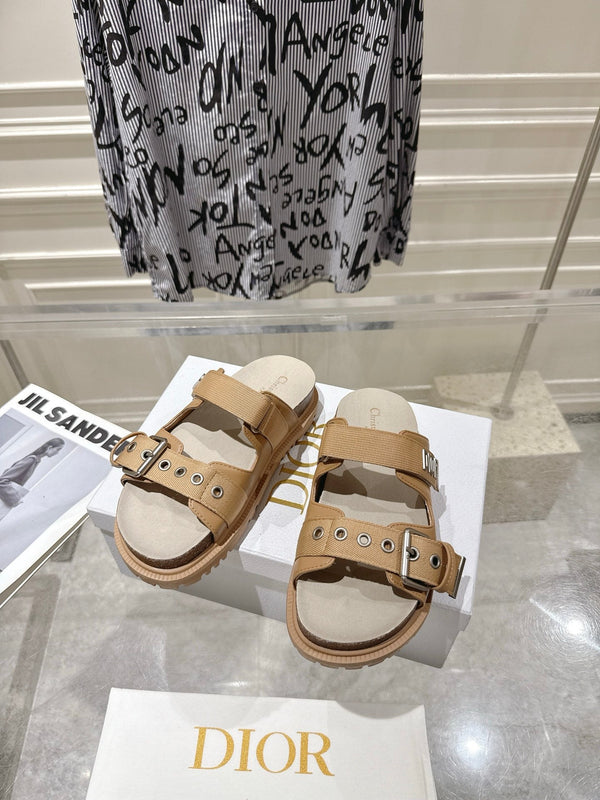 CD 26s Double-Strap Slide Sandals Khaki Fabric 919015