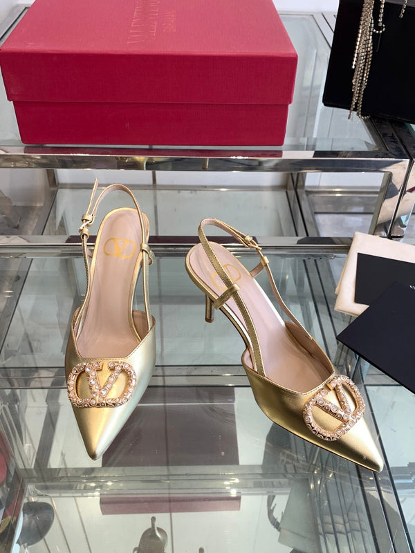 VT 25 High Heels Slingbacks Gold Cowhide 292345
