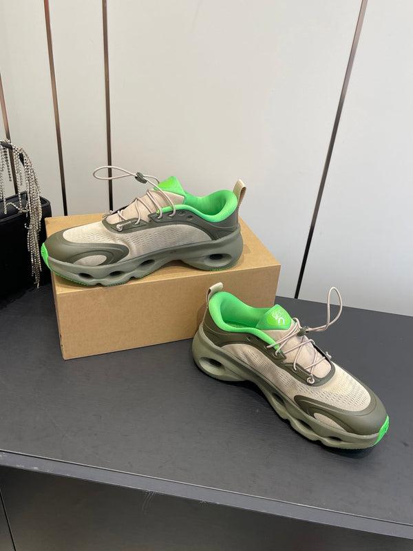 Loewe x On Cloudsolo Sneakers Khaki Green and Beige Polyester and Mesh 533484