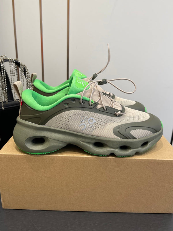 Loewe x On Cloudsolo Sneakers Khaki Green and Beige Polyester and Mesh 533484