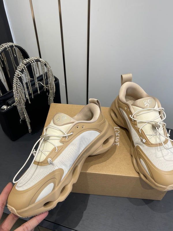 Loewe x On Cloudsolo Sneakers Cream Grey and Light Beige Polyester and Mesh 533485