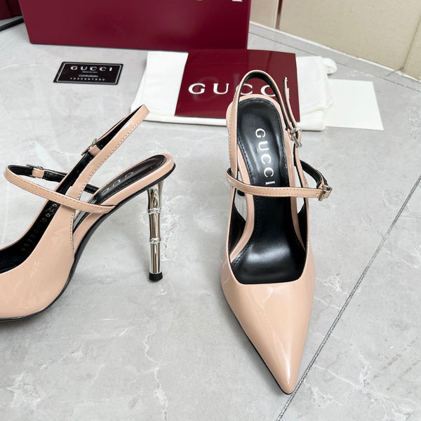 GC 25 Heeled 95mm Slingback Pump Nude Patent Leather 293866