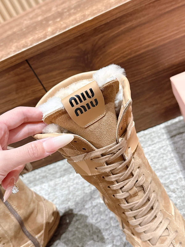 Miumiu 25 Boot Light Brown Suede Calfskin 553692