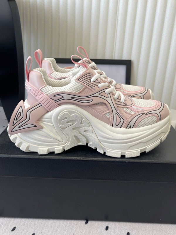 CC Platform Sneakers Pink White Mesh Rubber 611802
