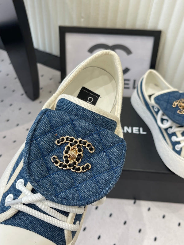 CC 2026s Sneakers Blue White Denim Leather 720090