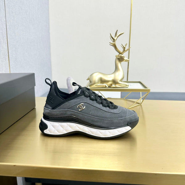 CC 26s Low-Top Chunky Sneakers Dark Grey Suede Mesh Textile 980823