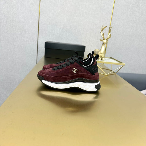 CC 26s Low-Top Chunky Sneakers Burgundy Suede Mesh Textile 980825