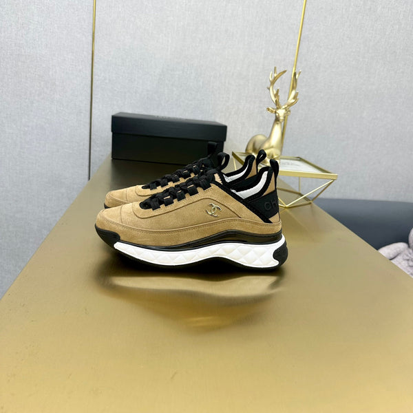 CC 26s Low-Top Chunky Sneakers Dark Khaki Suede Mesh Textile 980827