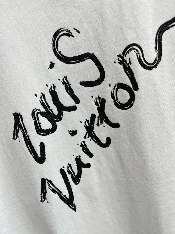 LV T-SHIRT IN WHITE PURE COTTON LOGO PRINT 238775