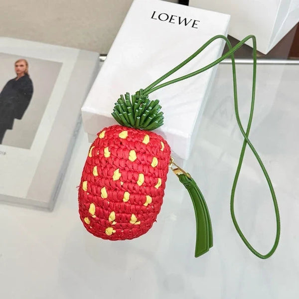 Loew Raffia Calfskin Strawberry Charm
