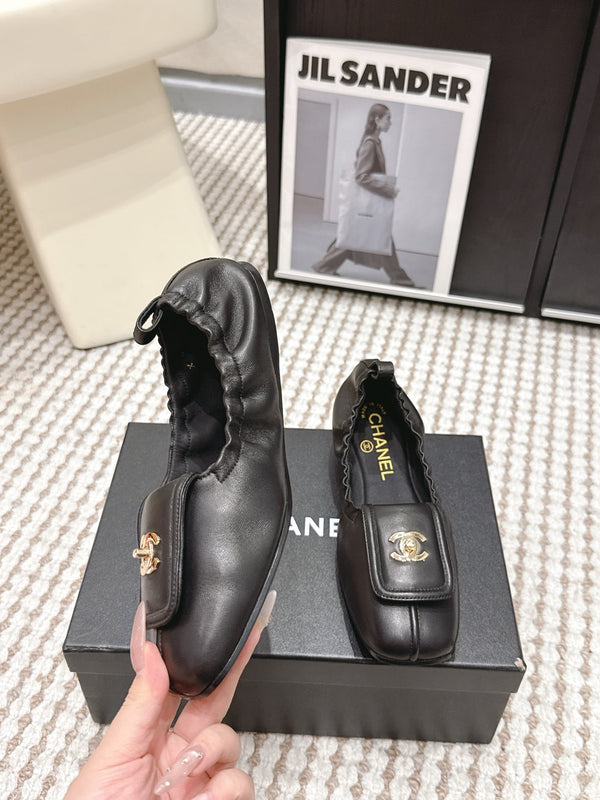 CC Ballet Flats Full Black Soft Leather 721502