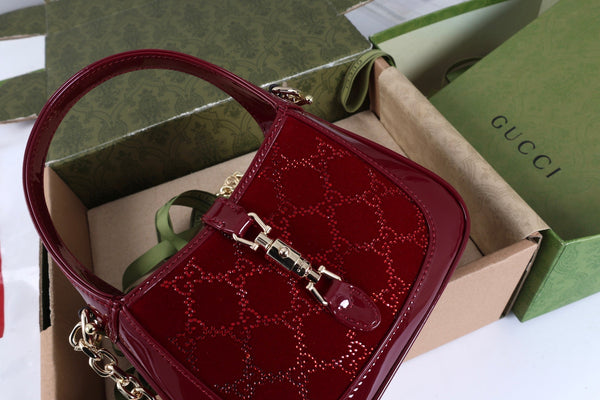 GG Jackie 1961 Mini Bag 19cm Red Patent Leather Crystals