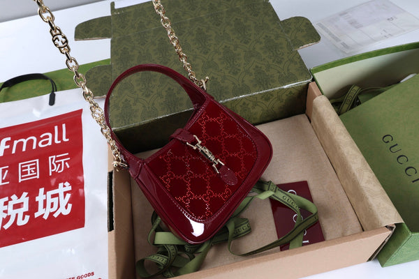 GG Jackie 1961 Mini Bag 19cm Red Patent Leather Crystals