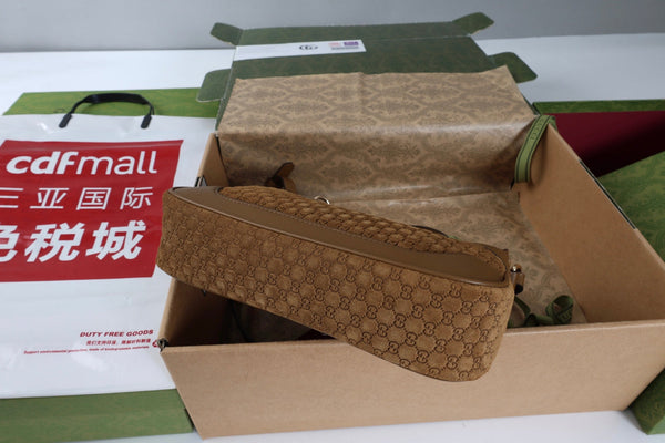 GG B Small Shoulder Bag 25cm Brown Suede