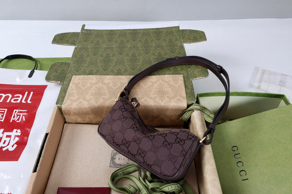 GG Half Horsebit Mini Shoulder Bag 19.5cm Brown Canvas