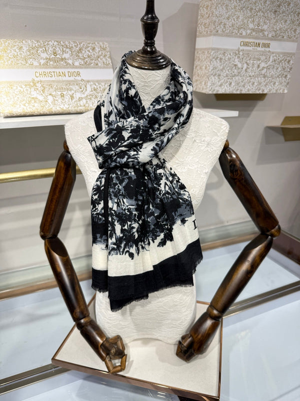 CD 26s Toile de Jouy Floral Garden Scarf 200*100cm Cashmere 215657