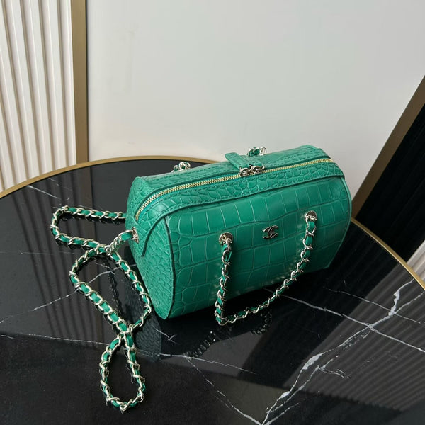 CC 26P Bowling Bag Green Crocodile-Embossed Calfskin