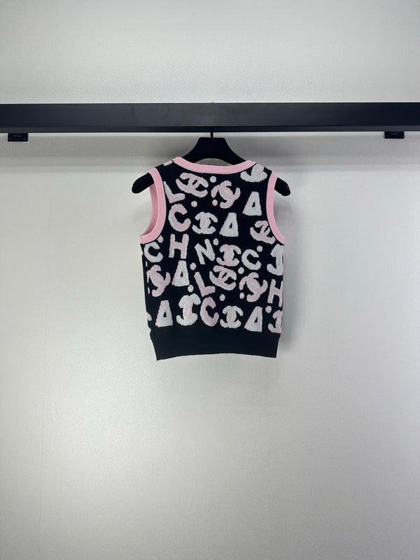 CC Vest Black Pink Wool Nylon 345983