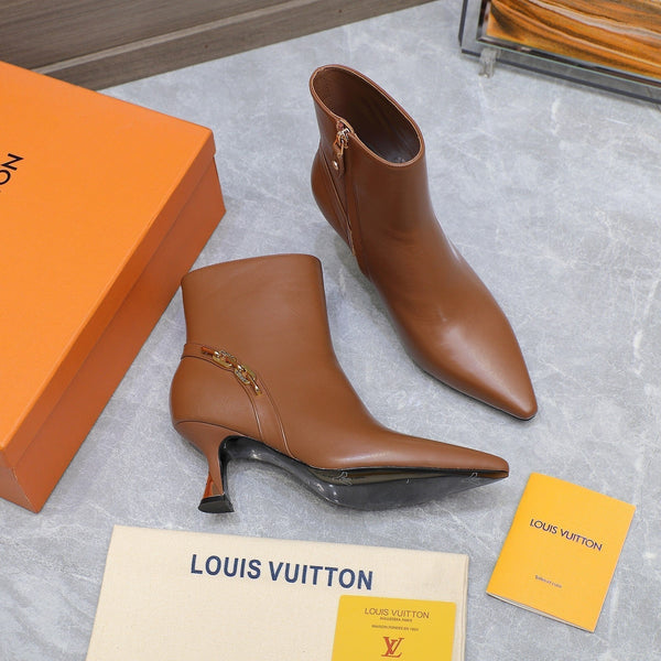 LV Sparkle Ankle Boots 70mm Brown Cowhide